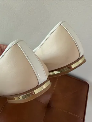 Aldo Lalateriel Ballerina Two-Tone Cream and White Ballet Flat Gold Accent Sz 9 thumbnail 7