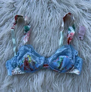 We Are Hah by Free People After Hours Bra Kyoto Kimono French Blue 28-36A thumbnail 1