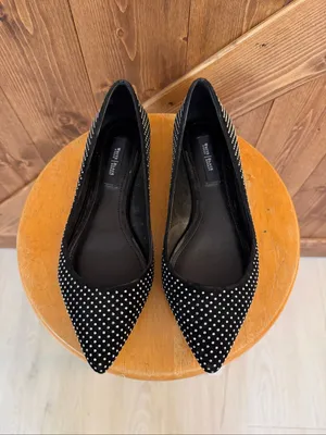 White House Black Market Women’s Size 8 Black Studded Pointed Toe Flats thumbnail 2