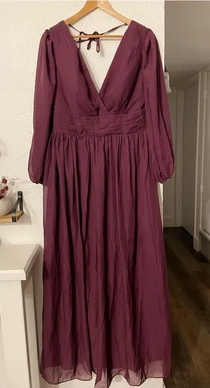 Vnaix Wedding Gown Long Sleeve V-Neck Maxi Dress Chiffon Size 14 thumbnail 1
