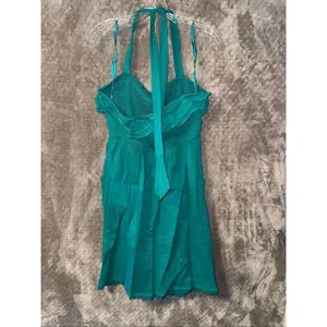 Maeve 100% Cotton Turquoise Ruffle Halter Smocked Dress Medium #784 thumbnail 6