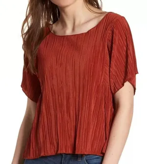 Madewell Texture & Thread Micropleat Top in Burnt Orange thumbnail 1