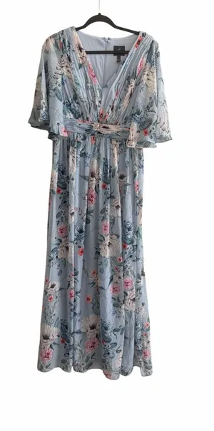 NWT Adrianna Papell Floral Print V-Neck Maxi Dress Size 8 thumbnail 1