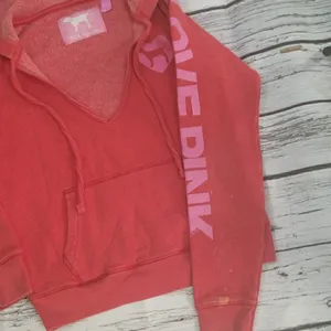 PINK - Victoria's Secret vneck pullover logo winter warm hooded hoodie sz XS thumbnail 2