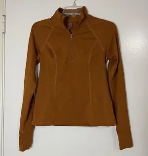 Beyond Yoga Heather Rib Take A Hike Zip Pullover orange rust size small thumbnail 1