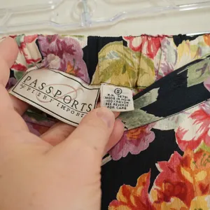 Passports Pier 1 Imports Vintage Floral Maxi Skirt Black Rayon Boho Size Small thumbnail 5