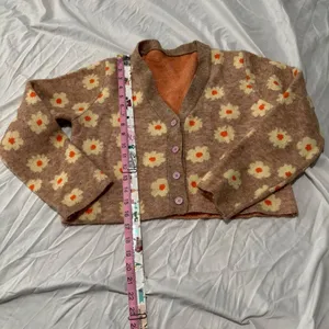 Floral Knit C ardigan - Pink Flower Buttons - Size One Size thumbnail 5