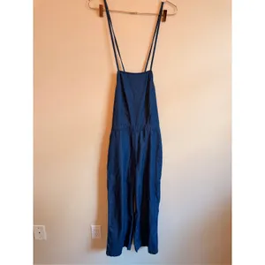 Abercrombie & Fitch Jumpsuit Size 0 Blue Lace Up Back Wide Leg Denim Boho Casual thumbnail 6