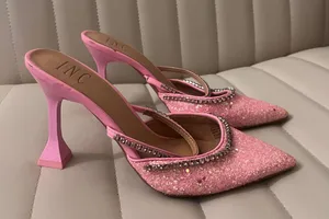 International Concepts Sparkly Pink Pointy Heels Rhinestones Barbie birthday heels Valentine’s Day shabby chic thumbnail 3