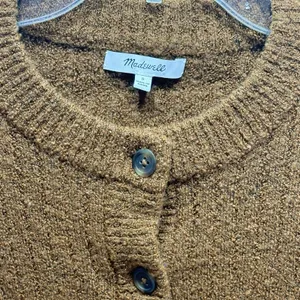 Madewell Merritt Shrunken Cardigan Sweater Brown Merino Wool Ribbed HO19 Size S thumbnail 2