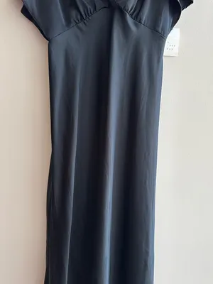 A New Day Women's Satin Flutter Short Sleeve Maxi A-Line Dress - Black, Medium thumbnail 6