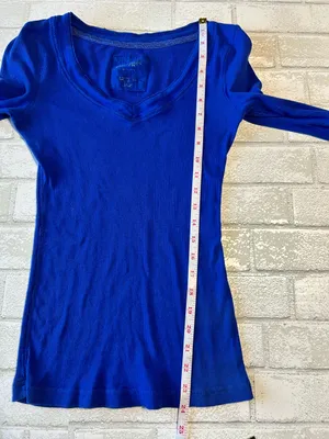 Aerie Henley Y2K 90s Women’s Long Sleeve V-Neck Top - Electric Blue thumbnail 6