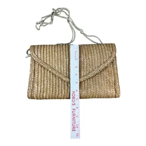 Vintage Woven Straw Crossbody Bag Tan Envelope Flap Boho Summer Hong Kong thumbnail 5