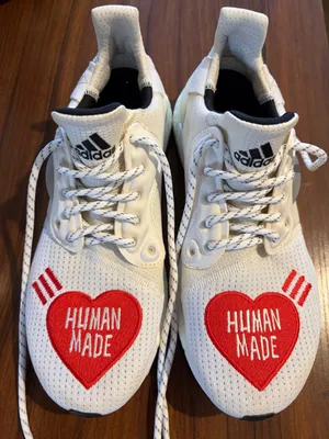 Adidas Solar HU x “Human Made” Love sneakers. White w/ Red “Human Made” Heart. thumbnail 1