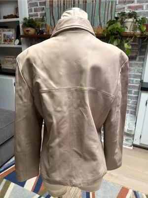 TIBOR Leathers Women’s Leather Jacket Beige Size Large Full Zip Pockets thumbnail 3