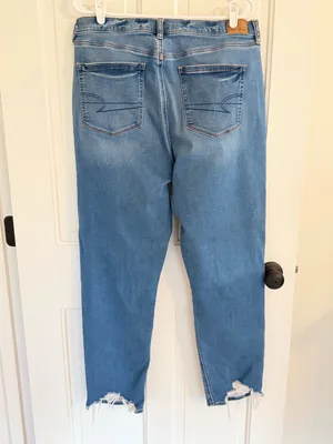 American Eagle Mom Jeans 16 Long High Rise Distressed Stretch‎ Denim thumbnail 6