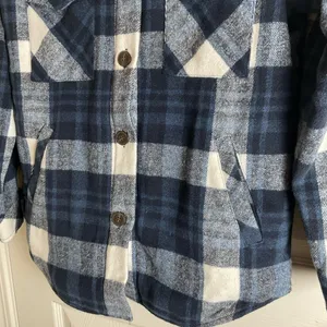 Miss Posh Navy Blue White Plaid Sherpa Lined Shacket Jacket XS thumbnail 5
