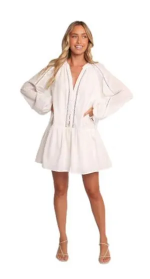 Petal & Pup Hart Long Sleeve Cotton & Linen Minidress White size Large NWT thumbnail 1