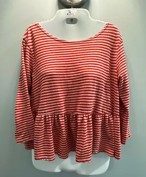 We the Free red striped Replum cropped shirt size Medium thumbnail 1