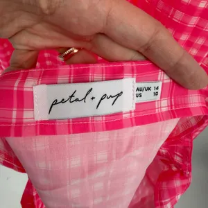 Petal + Pup Pink Gingham High Low Crop Top and Maxi Skirt Set Size 10 US thumbnail 5