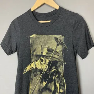 Plague Doctor T-Shirt Short Sleeves Gray Graphic‎ Tee Beaked Healer Mask Top thumbnail 4