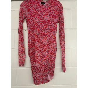 AFRM Sz S Mizra Pink Ditsy Floral Mesh Bodycon Ruched Long Sleeve Mini Dress thumbnail 3
