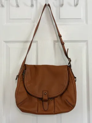 Lucky Brand Brown Leather Shoulder Bag Crossbody Boho Western Slouchy Vintage Style thumbnail 2