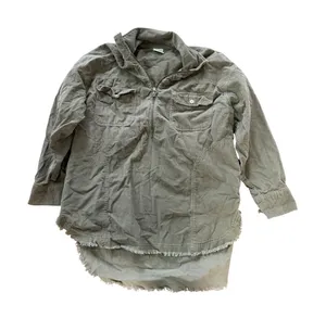 OFFLINE‎ by Aerie Olive Green Corduroy Quarter Zip Pullover Raw Hem Shacket M thumbnail 1