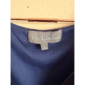Eva‎ Franco Dress Size 4 Navy Kier Jacquard V-Neck Fit Flare Cocktail JQ373 thumbnail 5