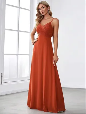 Ever Pretty Burnt Orange Spaghetti-Strap Maxi Gown size Small thumbnail 2