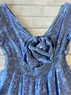 Altar’d State Blue Floral Tiered V-Neck Women's Dress Coastal Size XS thumbnail 2