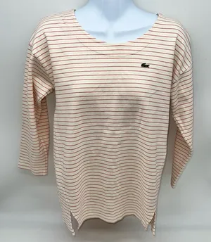 Lacoste Cream and Red Striped Top thumbnail 1