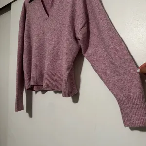 J. Crew Wool Collared V-neck Pink Sweater in Supersoft Yarn thumbnail 5