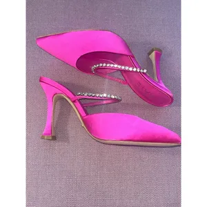 RAYE Jinxx Crystal High Heels in Pink 5.5 with Box Womens Satin Mules thumbnail 7
