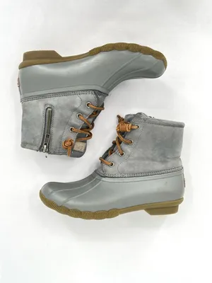 Sperry Saltwater Mainsail Leather Duck Boots Gray Size 6.5 thumbnail 3