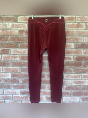 Gymshark Full Length Leggings Women’s XXL Maroon Gym Workout Activewear Athletic thumbnail 4