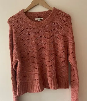 American Eagle Knit Salmon‎ Pink Oversized Crewneck Sweater thumbnail 1