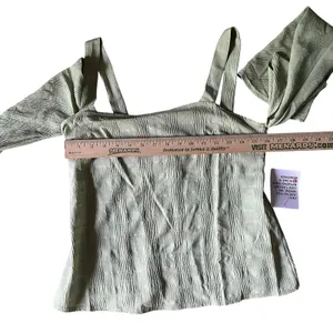 Topshop Textured Cold Shoulder Long‎ Sleeve Top Sage Green Women's 6 thumbnail 11