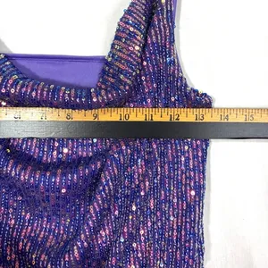 SheIn NWOT Sequin Cowl Neck Sleeveless Dress Womens S Lavender Glam Retro Hoco‎ Event thumbnail 4