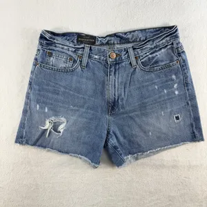 JCrew Sz 29 Jeans Shorts Broken In Boyfriend Cutoffs Blue Denim Distressed C0873 thumbnail 3