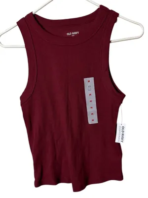 Old Navy Snug Fit Sleeveless Crop Top Maroon Color NWT Sz M thumbnail 1