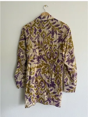 Zara Cream, Gold & Purple Floral Two-Piece Pantsuit set thumbnail 7