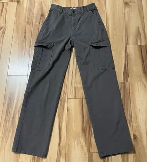 Stradivarius STR Gray Trouser Pants High Rise Straight Leg Sz 6 Grunge 90’s thumbnail 1