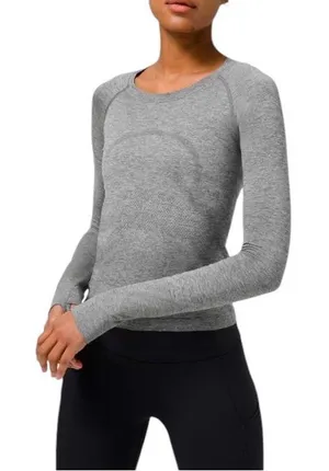 Lululemon Swiftly Tech Long Sleeve 2.0 Race with Thumb Cuffs Gray Size 4 thumbnail 1