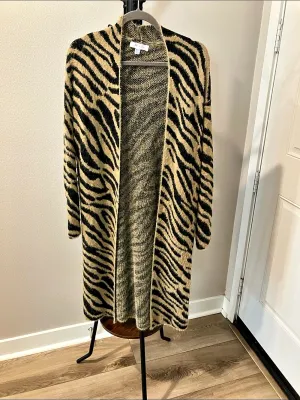 She + Sky Zebra Animal Print Long Cardigan Brown & Black thumbnail 3