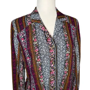 Natural Life‎ M Ansley Boho Tunic Silky Shirt Dress Stripe Button Front thumbnail 4