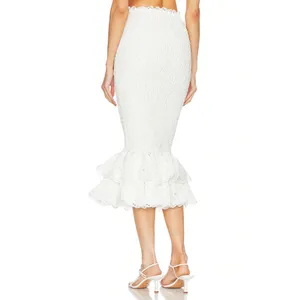 Charo Ruiz Ibiza Liliana Eyelet Midi Skirt White Fruition Womens Size Small thumbnail 4