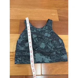 NWOT Lululemon Sports Bra Womens Black Teal Floral High Neck Racerback 4 thumbnail 6