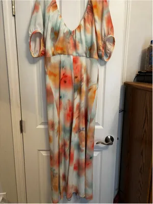 Banana Republic Maxi Dress Size 12 White Orange Floral Print thumbnail 2