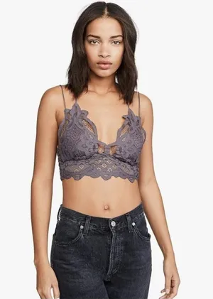 Free People Adela Bralette Dark Grey Lace Size Small NWT thumbnail 1